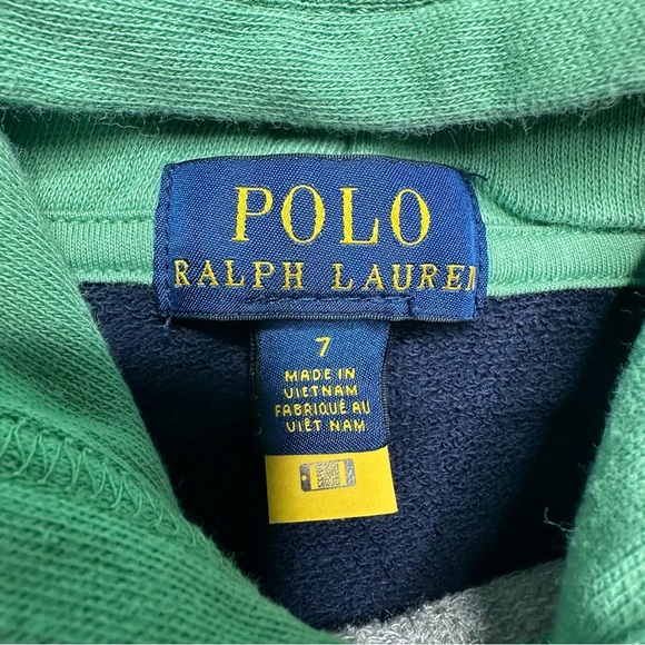 Polo Ralph Lauren Colour-Block Spa Terry Hoodie Grey & Multicoloured Size 7 - Picture 7 of 16